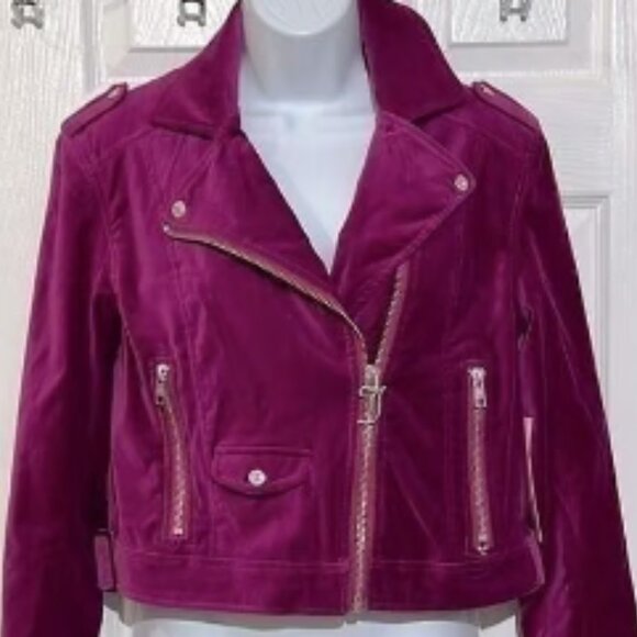NWT Juicy Couture Velvet Cropped Moto Jacket M - Picture 2 of 11